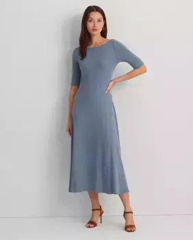 Платье миди с французскими рукавами Lauren Ralph Lauren, синий