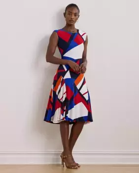 Платье миди с геометрическим принтом Lauren Ralph Lauren, мультиколор