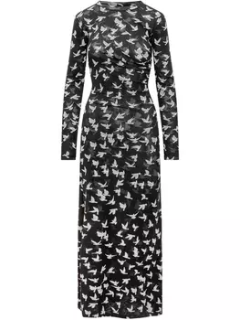 Платье миди с графическим принтом Stella McCartney, черный