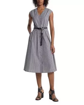 Платье миди с графическими полосками Michael Kors, черный