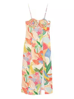 Платье миди с графичным принтом FARM Rio, розовый