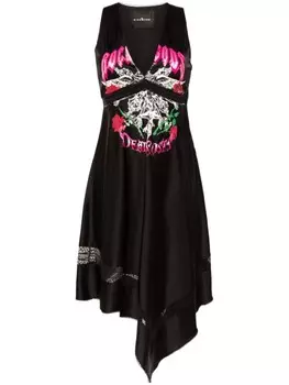 Платье миди с графичным принтом John Richmond, черный