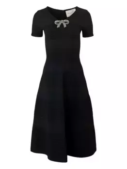 Платье миди с хрустальным бантом Carolina Herrera, черный