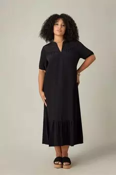 Платье миди с изогнутой лесенкой Live Unlimited, черный