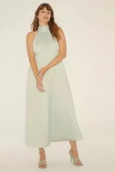 Платье миди с изогнутым вырезом и бретелькой на шее Oasis, зеленый