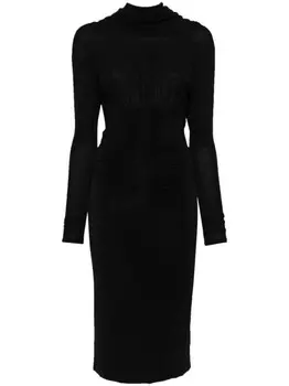 Платье миди с капюшоном на спине Saint Laurent, черный