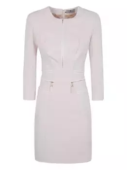 Платье миди с карманами на молнии Elisabetta Franchi, белый