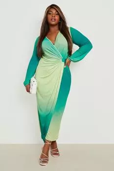 Платье миди с кольцами plus ombre Boohoo, зеленый
