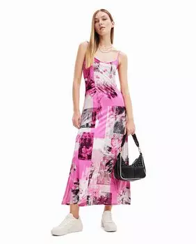 Платье миди с коллажем Desigual, розовый