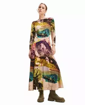 Платье миди с коллажем. Дизайн М. Кристиана Лакруа Desigual, мультиколор