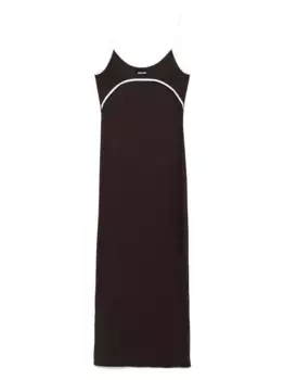 Платье миди с контрастной отделкой MIU MIU, коричневый