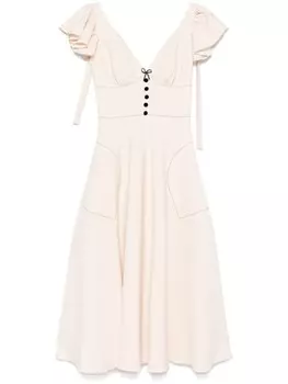 Платье миди с контрастной строчкой Parlor, нейтральный цвет