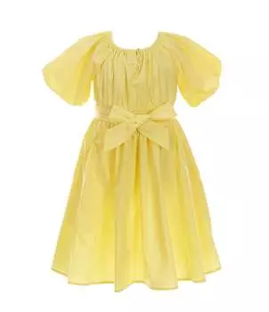 Платье миди с короткими рукавами и объемными рукавами A Loves A Little Girls 2T-6X, желтый