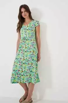 Платье миди с короткими рукавами и цветочным принтом Crew Clothing Crew Clothing Company, розовый