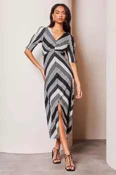 Платье миди с короткими рукавами и V-образным вырезом Lipsy, черный