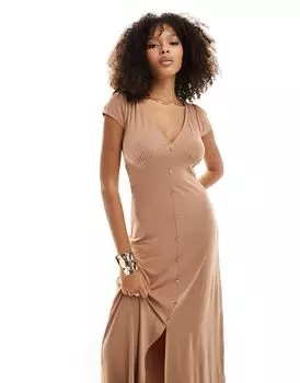 Платье миди с короткими рукавами и пуговицами ASOS DESIGN