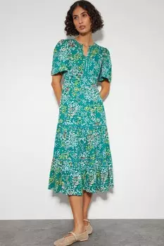 Платье миди с короткими рукавами и цветочным принтом Micola Monsoon, синий