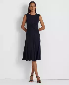 Платье миди с короткими рукавами Lauren Ralph Lauren, темно-синий