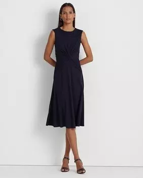 Платье миди с короткими рукавами Lauren Ralph Lauren, темно-синий