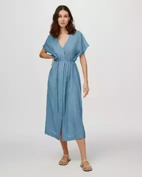 Платье миди с короткими рукавами Object, синий