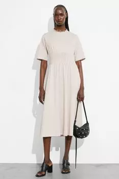 Платье миди с короткими рукавами & Other Stories, бежевый