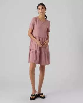 Платье миди с короткими рукавами Vero Moda, светло-розовый