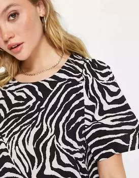 Платье миди с короткими рукавами Vila с зебровым принтом