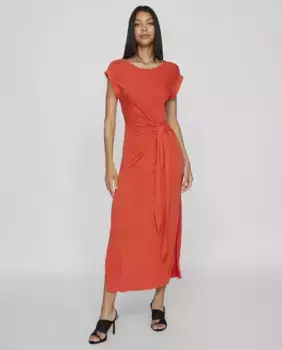 Платье миди с короткими рукавами Vila, оранжевый