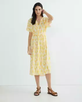 Платье миди с короткими рукавами Vila, горчичный