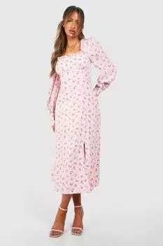 Платье миди с корсетом и корсетом Milkmaid boohoo, розовый