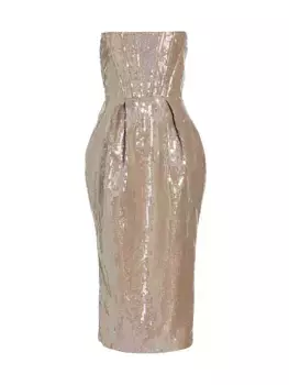 Платье миди с корсетом и пайетками Maraya Bronx And Banco, бежевый
