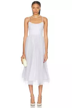 Платье миди с корсетом из тюля Zimmermann, светло-голубой