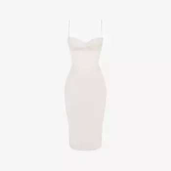Платье-Миди с корсетом Myrna из атласа House Of Cb, белый
