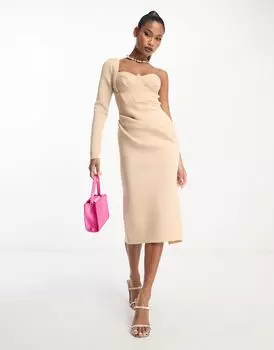 Платье миди с корсетом на одно плечо ASOS DESIGN