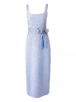 Платье миди с кристаллами Carolina Herrera, синий