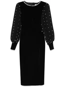 Платье миди с кристаллами NISSA, черный