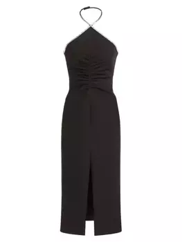 Платье миди с кристаллами Piper Halter Halston, черный