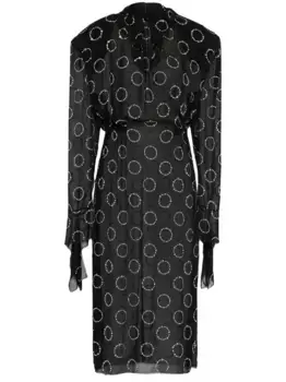 Платье миди с кристаллами Prada, черный