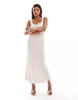 Платье миди с круглым вырезом цвета «кремовый» New Look