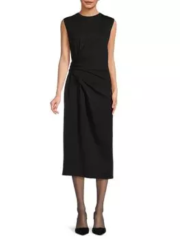 Платье миди с круглым вырезом и драпировкой Frame, цвет Noir