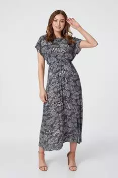 Платье миди с круглым вырезом и цветочным принтом Izabel London, синий