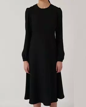 Платье миди с круглым вырезом и длинными рукавами Loreak Mendian, черный