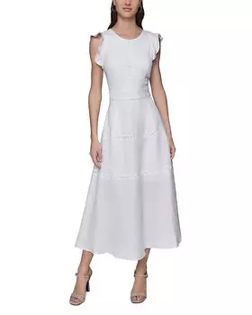 Платье миди с круглым вырезом KARL LAGERFELD PARIS, белый