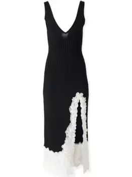 Платье миди с кружевной отделкой Carolina Herrera, черный