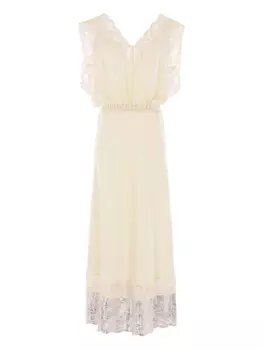 Платье миди с кружевной отделкой Rabanne, нейтральный