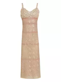 Платье миди с кружевными вставками и искусственным жемчугом Lethicia Bronstein, розовый