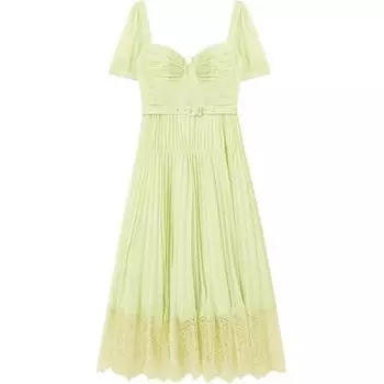 Платье миди с кружевными вставками и складками Self-portrait, Primulin