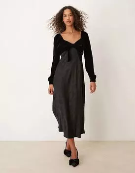 Платье миди с кружевными вставками Vicky черного цвета Nobody’s Child