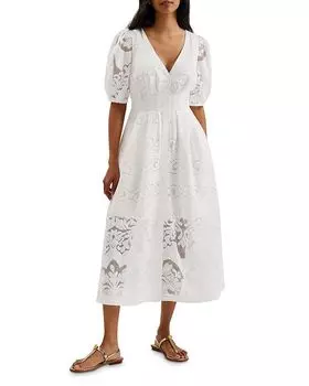 Платье миди с кружевом Agnel Ted Baker, белый