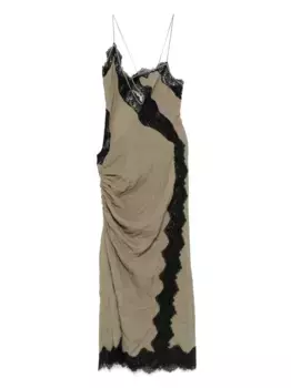 Платье миди с кружевом Christopher Esber, зеленый